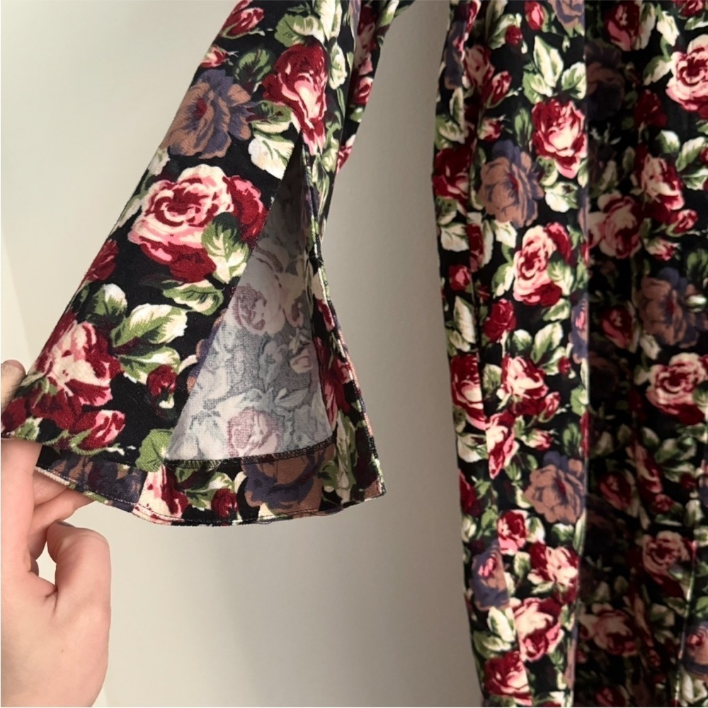 WEILI ZHENG Runway Velvet Floral Button Front Maxi Dress Duster Coat Large - Picture 8 of 13